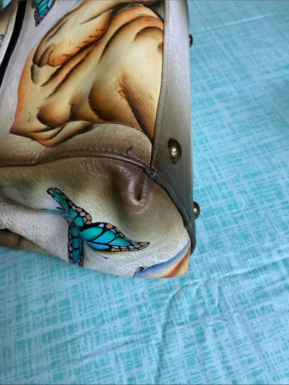 Anna Anuschka Hand-Painted Dog & Butterfly Shoulder Bag - Brown - Picture 7 of 11